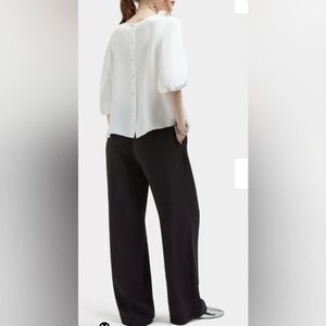 Careste boxy fit puff sleeve back button down white top size 16